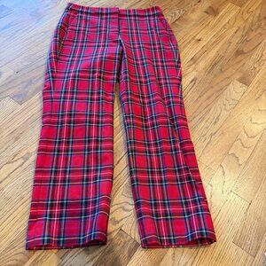 J CREW WOMENS RED PLAID DRESS PANTS SIZE 8